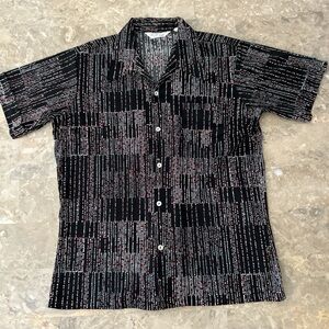 Vintage 90s Dressy by DaVinci Abstract Dot Print Button Up Shirt L 21.5x27